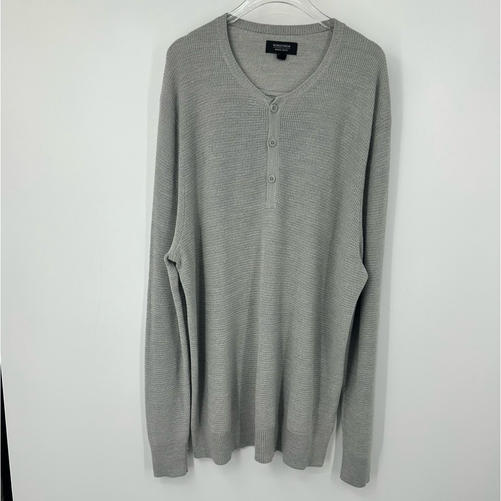 Nordstrom Merino Wool Mens Sweater Quarter Button Gray XL Soft Knit | D1991 - Picture 1 of 8